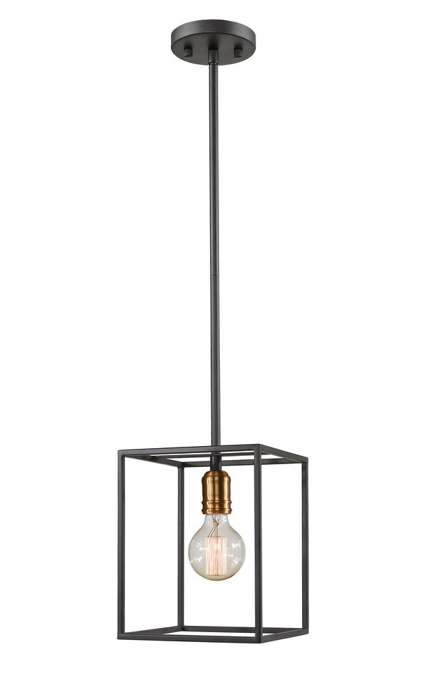 Z-Lite-8001-8MP-BRZ-Troubadour - 1 Light Mini Pendant in Architectural Style - 8 Inches Wide by 10 Inches High   Bronze Finish