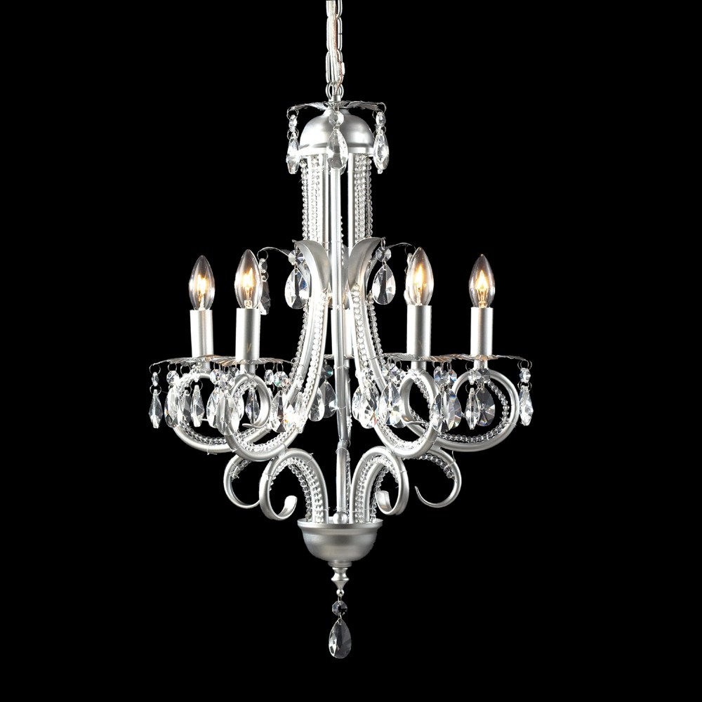 Z-Lite-849S-Pearl - 5 Light Mini Chandelier in Whimsical Style - 14.75 Inches Wide by 19.25 Inches High   Silver Finish