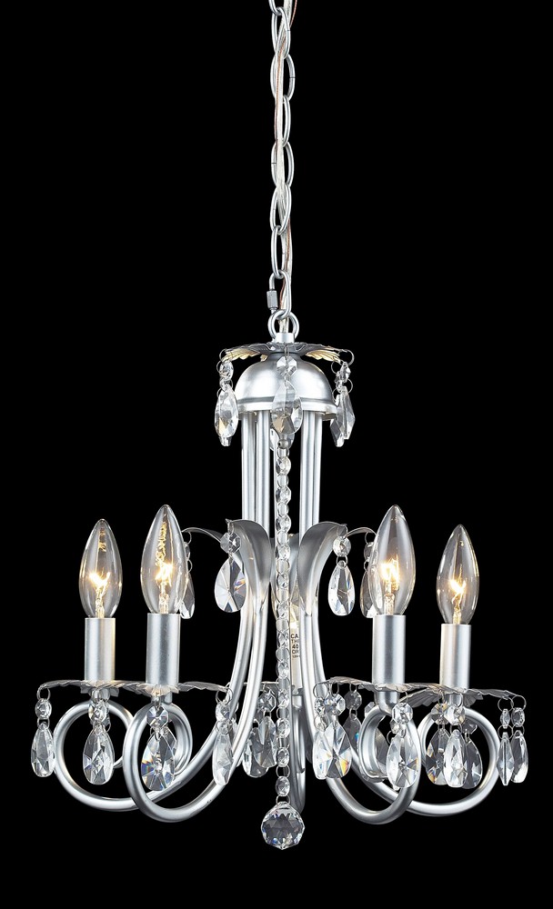 Z-Lite-852S-Pearl - 5 Light Mini Chandelier in Metropolitan Style - 15 Inches Wide by 15.25 Inches High   Silver Finish