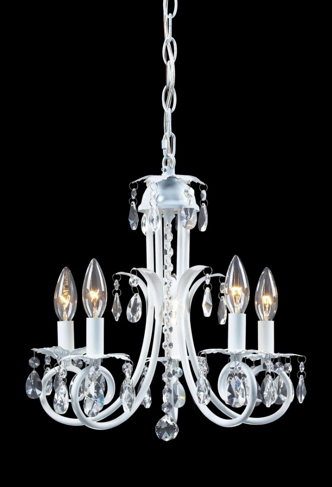 Z-Lite-853W-Pearl - 5 Light Mini Chandelier in Metropolitan Style - 15 Inches Wide by 15.25 Inches High   Gloss White Finish