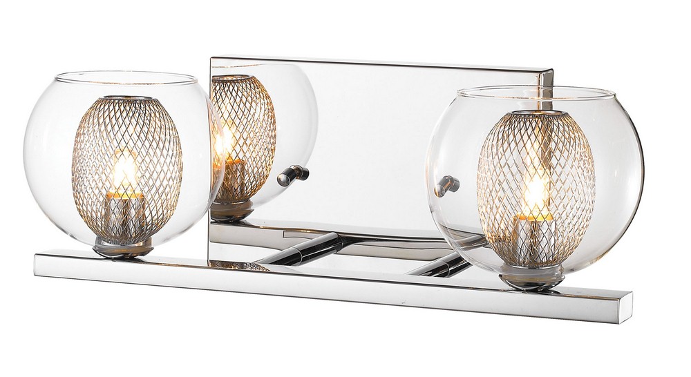 Z-Lite-905-2V-Auge - 2 Light Bath Vanity in Retro Style - 13.78 Inches Wide by 4.92 Inches High   Chrome Finish with Clear Glass with Mesh Shade