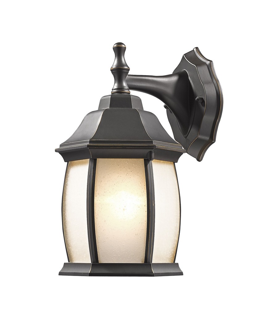 Z-Lite-T20-ORB-F-Waterdown - 1 Light Outdoor Wall Mount in Gothic Style - 6 Inches Wide by 11.75 Inches High Oil Rubbed Bronze White Seedy Oil Rubbed Bronze Finish with White Seedy Glass