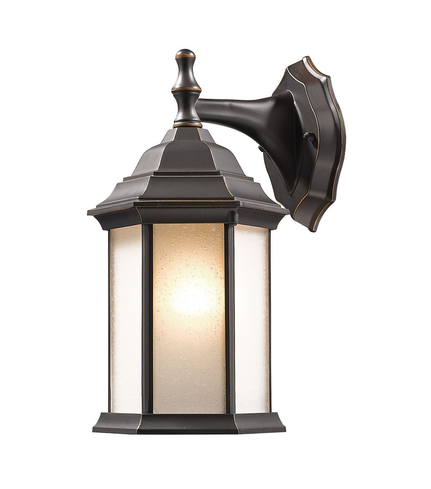 Z-Lite-T21-ORB-F-Waterdown - 1 Light Outdoor Wall Mount in Architectural Style - 6.25 Inches Wide by 12 Inches High Oil Rubbed Bronze White Seedy Oil Rubbed Bronze Finish with White Seedy Glass