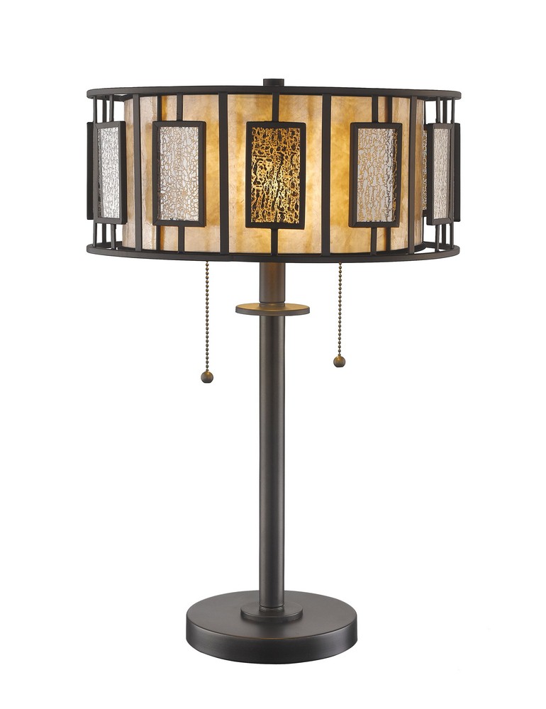 Z-Lite-Z14-54TL-Lankin - 2 Light Table Lamp in Tiffany Style - 14 Inches Wide by 22 Inches High   Bronze Finish with Silver Mercury/White Mica Glass