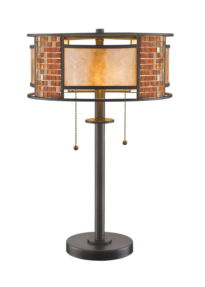 Z-Lite-Z14-55TL-Parkwood - 2 Light Table Lamp in Tiffany Style - 14 Inches Wide by 22 Inches High   Bronze Finish with White Mica/Tile Glass