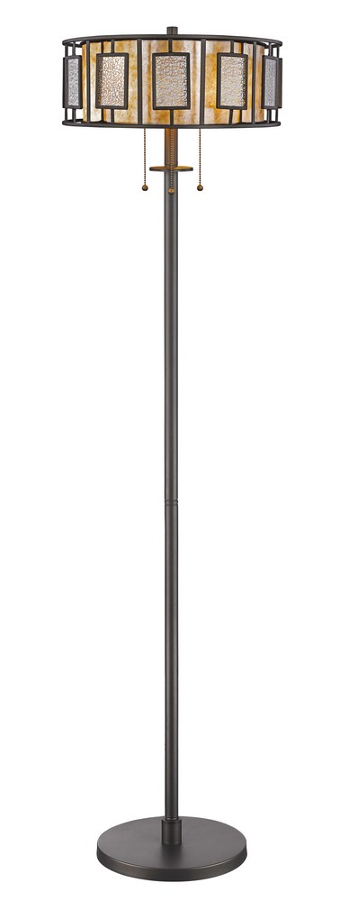 Z-Lite-Z16-54FL-Lankin - 3 Light Floor Lamp in Tiffany Style - 16 Inches Wide by 60 Inches High   Bronze Finish with Silver Mercury/White Mica Glass