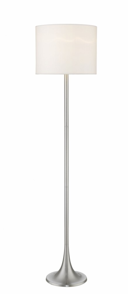 Z-Lite-FL1002-Portable Lamps - 1 Light Floor Lamp in Utilitarian Style - 14 Inches Wide by 59.5 Inches High   Brushed Nickel Finish with White Linen Fabric Shade