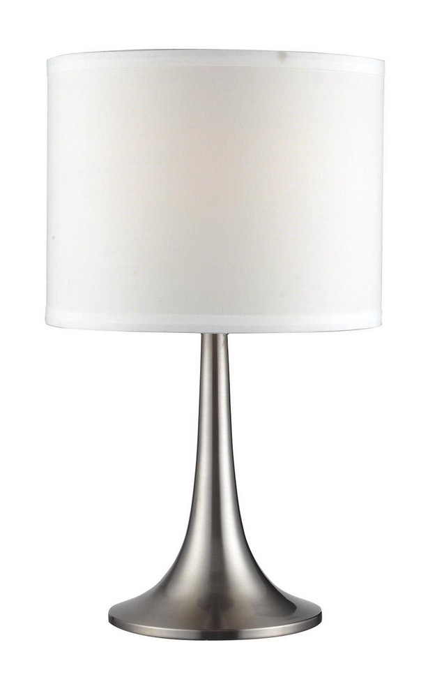 Z-Lite-TL1002-Portable Lamps - 1 Light Table Lamp in Utilitarian Style - 11 Inches Wide by 16 Inches High   Brushed Nickel Finish with White Linen Fabric Shade