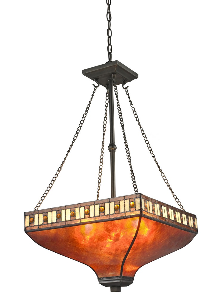 Z-Lite-Z17-53P-Crimson - 3 Light Pendant in Tiffany Style - 17 Inches Wide by 32.5 Inches High   Java Bronze Finish with Amber Glass