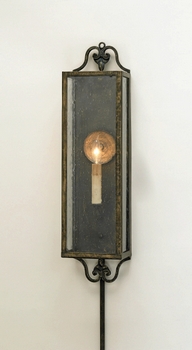 Currey and Company-5030-Wolverton - 1 Light Wall Sconce   Bronze Verdigris Finish with Seeded Glass