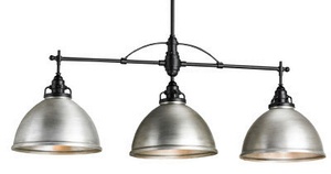 Currey and Company-9209-Ruhl - Three Light Rectangular Chandelier Satin Black/Antique Brushed Nickel Finish with Metal Shade