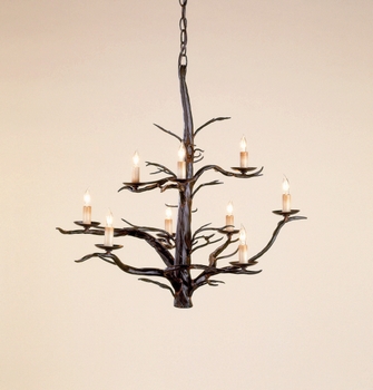 Currey and Company-9327-Treetop - 9 Light Large Chandelier   Old Iron Finish