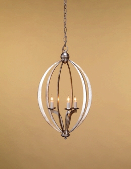 Currey and Company-9482-Bella Luna - 3 Light Small Chandelier   Contemporary Silver Leaf Finish