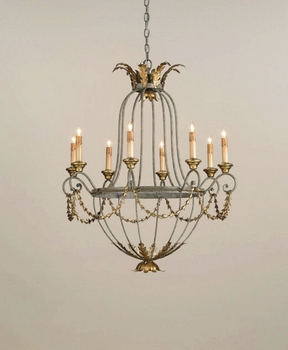 Currey and Company-9948-Elegance - 8 Light Chandelier   Etruscan/Gold Leaf Finish