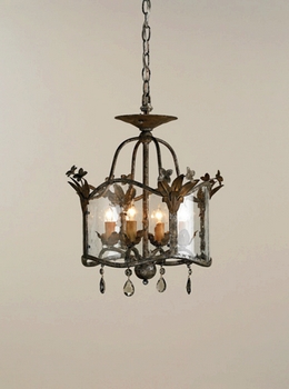 Currey and Company-9979-4 Light Zara Flush Mount Viejo Gold/Viejo Silver Finish with Seeded Glass
