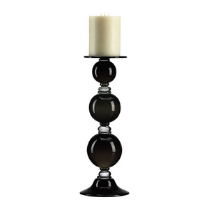 Cyan lighting-02180-Globe - Medium Candleholder - 7.5 Inches Wide by 21 Inches High   Black Finish with Clear Glass