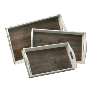 Cyan lighting-02470-Alder Nesting Tray - set of 3 - 26.75 Inches Wide by 4.25 Inches High   Distressed White Finish