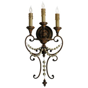 Cyan lighting-03009-Meriel - Three Light Wall Bracket - 13 Inches Wide by 26.25 Inches High   Antiqued Sienna Finish