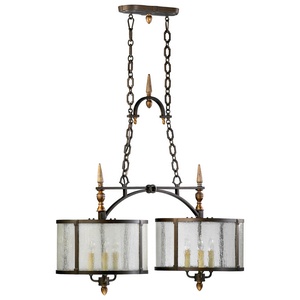 Cyan lighting-04650-San Giorgio - Six Light Island - 15.25 Inches Wide by 35.5 Inches Long   Oiled Bronze Finish with Clear Seeded Glass