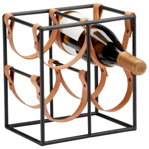 Cyan lighting-04913-Brighton - 8.75 Inch Small Wine Holder   Raw Steel Finish with Leather Shade