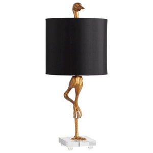 Cyan lighting-05206-Ibis - One Light small Table Lamp   Ancient Gold Finish with Black Satin/Gold Liner Shade