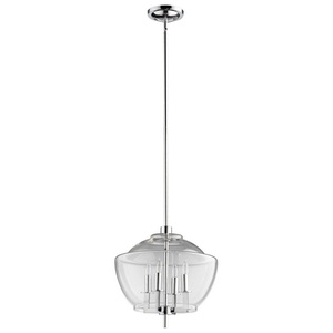 Cyan lighting-05721-Empoli - Four Light small Pendant - 16 Inches Wide by 17.5 Inches High   Chrome Finish with Clear Shade