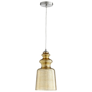 Cyan lighting-05723-Leone - One Light small Pendant - 8 Inches Wide by 16 Inches High   Satin Nickel Finish with Gold Mercury Shade