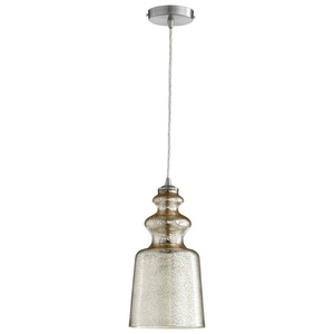 Cyan lighting-05724-Leone - One Light small Pendant - 8 Inches Wide by 16 Inches High   Satin Nickel Finish with Silver Mercury Shade