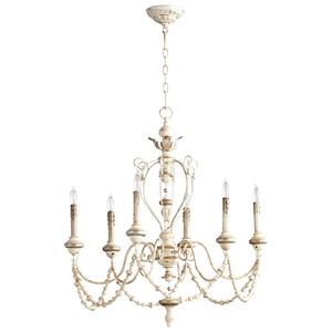 Cyan lighting-05783-Florine - six Light Chandelier - 29 Inches Wide by 36 Inches High   Persian White/Mystic Silver Finish