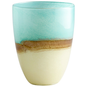 Cyan lighting-05873-Turquoise Earth - Medium Decorative Vase - 7 Inches Wide by 9.25 Inches High   Blue Finish