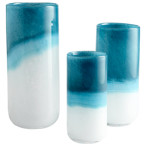 Cyan lighting-05876-Turquoise Cloud - 4.75 Inch Medium Decorative Vase   Blue and White Finish