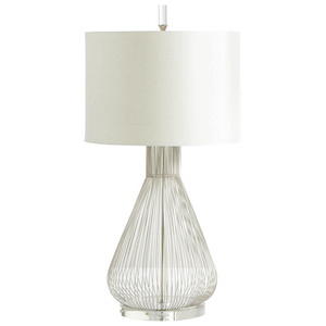 Cyan lighting-05899-Whisked Fall - One Light Table Lamp - 17 Inches Wide by 34 Inches High   Satin Nickel Finish with Off White Linen/White Lining Shade