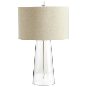 Cyan lighting-05902-Wonder - One Light Table Lamp - 15 Inches Wide by 24.75 Inches High   Clear Finish with White Linen Shade