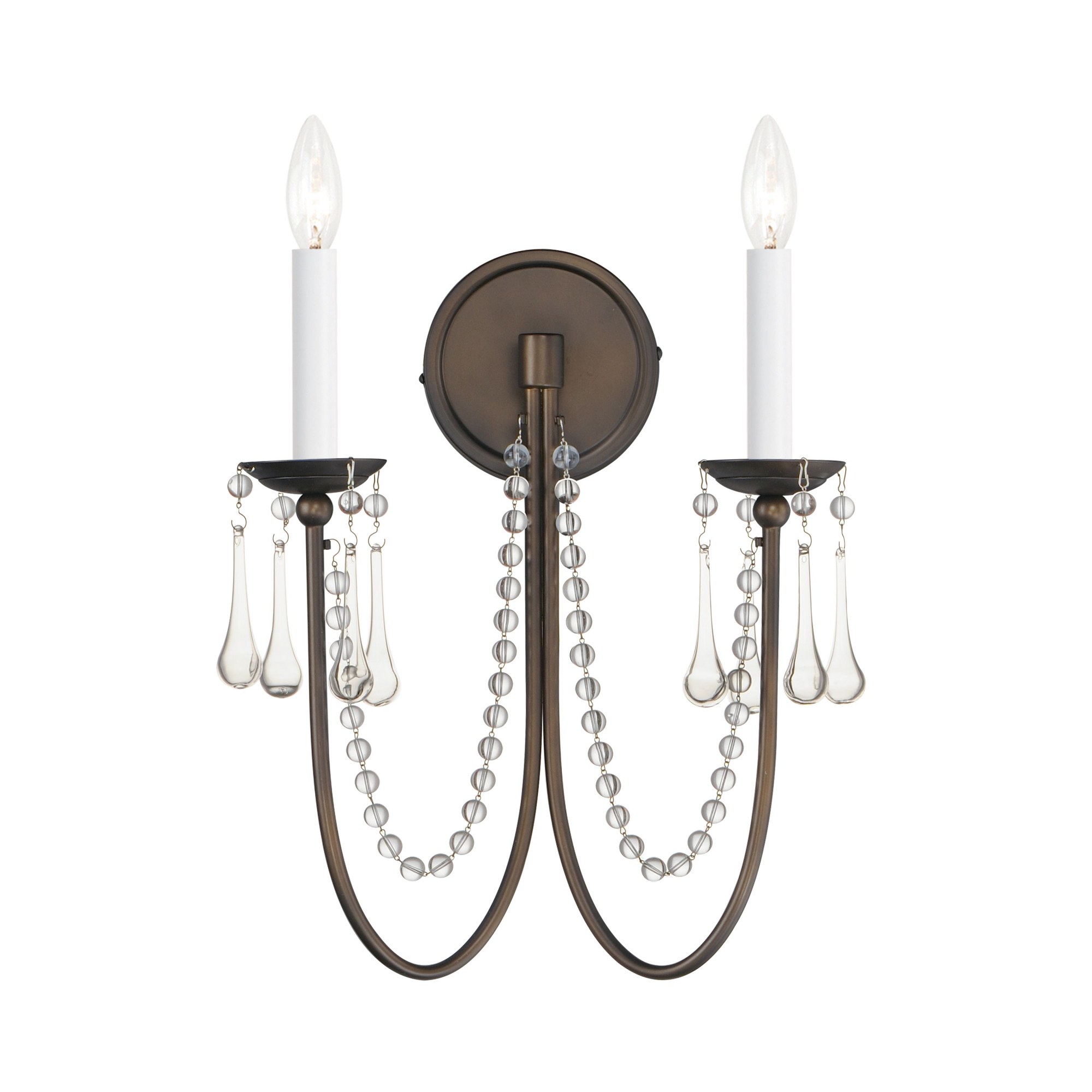 Maxim Lighting 12161CHB/CRY Plumette - 2 Light Wall Sconce In Traditional