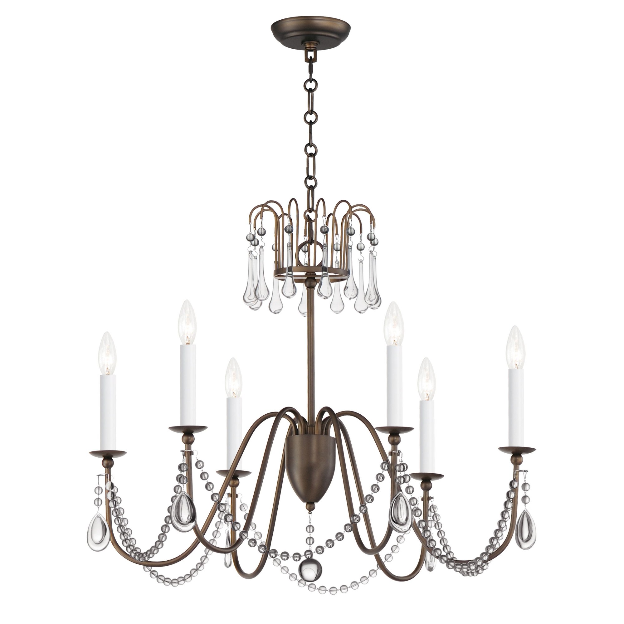 Maxim Lighting 12166CHB/CRY Plumette - 6 Light Chandelier In Traditional