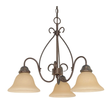 Nuvo Lighting-60/1021-Castillo-Three Light Chandelier-26 Inches Wide by 20 Inches High   Sonoma Bronze Finish with Champagne Washed Linen Shade