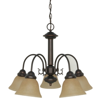 Nuvo Lighting-60/1251-Ballerina-Five Light Chandelier-24 Inches Wide by 18 Inches High   Mahogany Bronze Finish with Champagne Washed Linen Shade