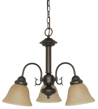 Nuvo Lighting-60/1252-Ballerina-Three Light Chandelier-20 Inches Wide by 17 Inches High   Mahogany Bronze Finish with Champagne Washed Linen Shade