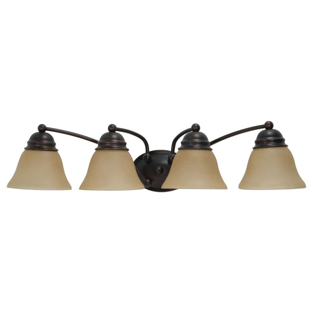 Nuvo Lighting-60/1273-Empire-Four Light Vanity-28.75 Inches Wide by 6.125 Inches High   Mahogany Bronze Finish with Champagne Washed Linen Shade