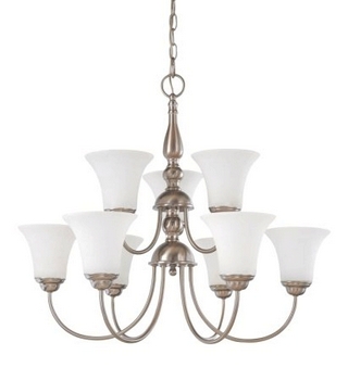 Nuvo Lighting-60/1823-Dupont-Nine Light Chandelier-27 Inches Wide by 23.75 Inches High   Brushed Nickel Finish with Satin White Shade