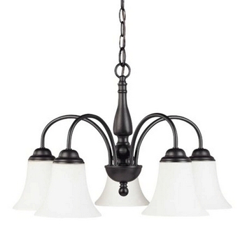 Nuvo Lighting-60/1842-Dupont-Five Light Chandelier-21.5 Inches Wide by 16.75 Inches High   Dark Chocolate Bronze Finish with Satin White Shade
