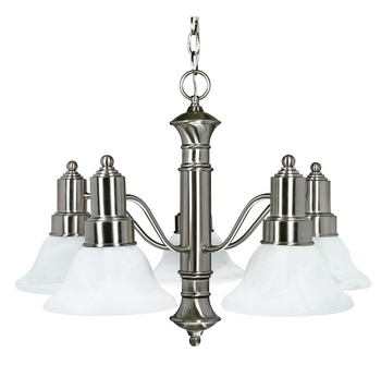 Nuvo Lighting-60/189-Gotham-Five Light Chandelier-24.5 Inches Wide by 17.5 Inches High   Brushed Nickel Finish with Alabaster Bell Shade