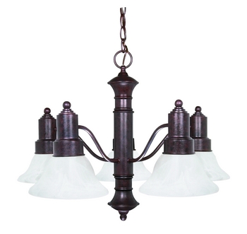 Nuvo Lighting-60/191-Gotham-Five Light Chandelier-24.5 Inches Wide by 17.5 Inches High   Old Bronze Finish with Alabaster Bell Shade