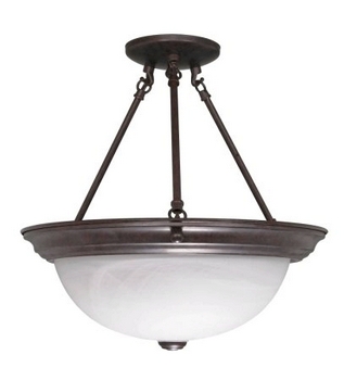 Nuvo Lighting-60/210-Three Light Semi-Flush-15.25 Inches Wide by 15.5 Inches High Old Bronze Alabaster Old Bronze Finish with Alabaster Shade