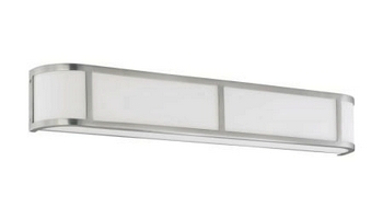 Nuvo Lighting-60/2875-Odeon-Four Light Wall Sconce-32 Inches Wide by 5 Inches High   Brushed Nickel Finish with Satin White Shade